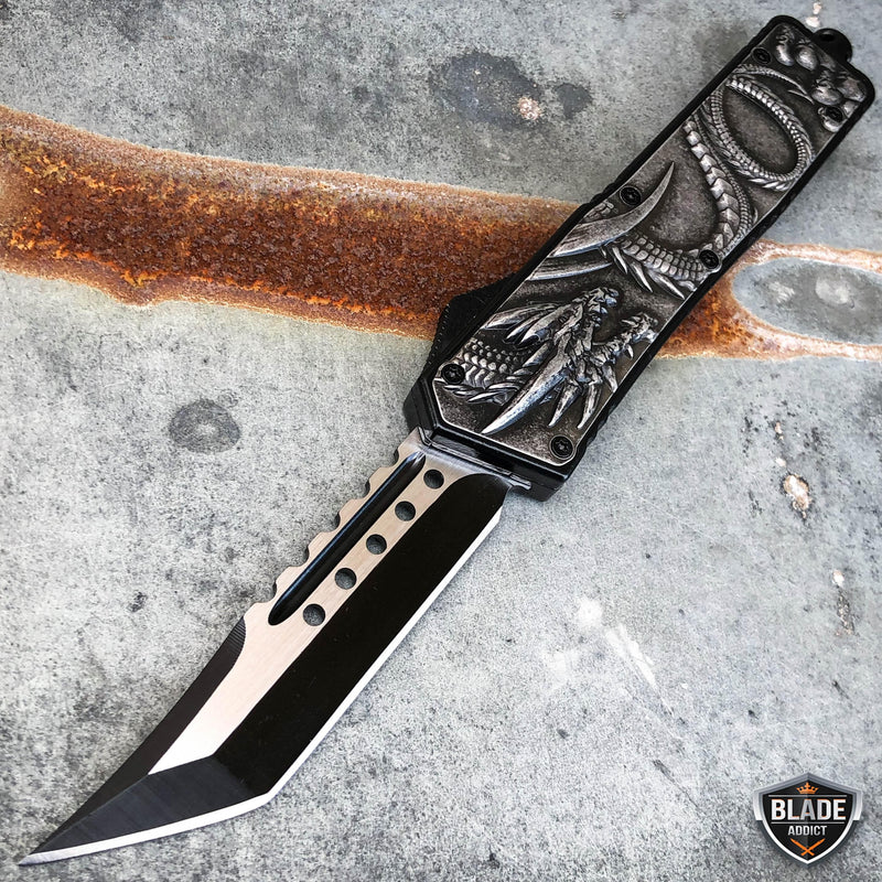 9" Tactical Dragon Native American Indian Eagle COMBAT OTF Knife - BLADE ADDICT