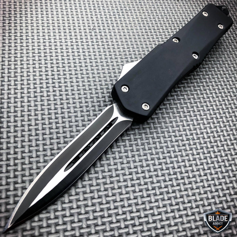 9" Black Tactical Recon OTF Combat Pocket Knife A - BLADE ADDICT