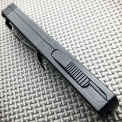 Automatic Comb Brush Tactical OTF Out The Front Pocket Knife Black - BLADE ADDICT