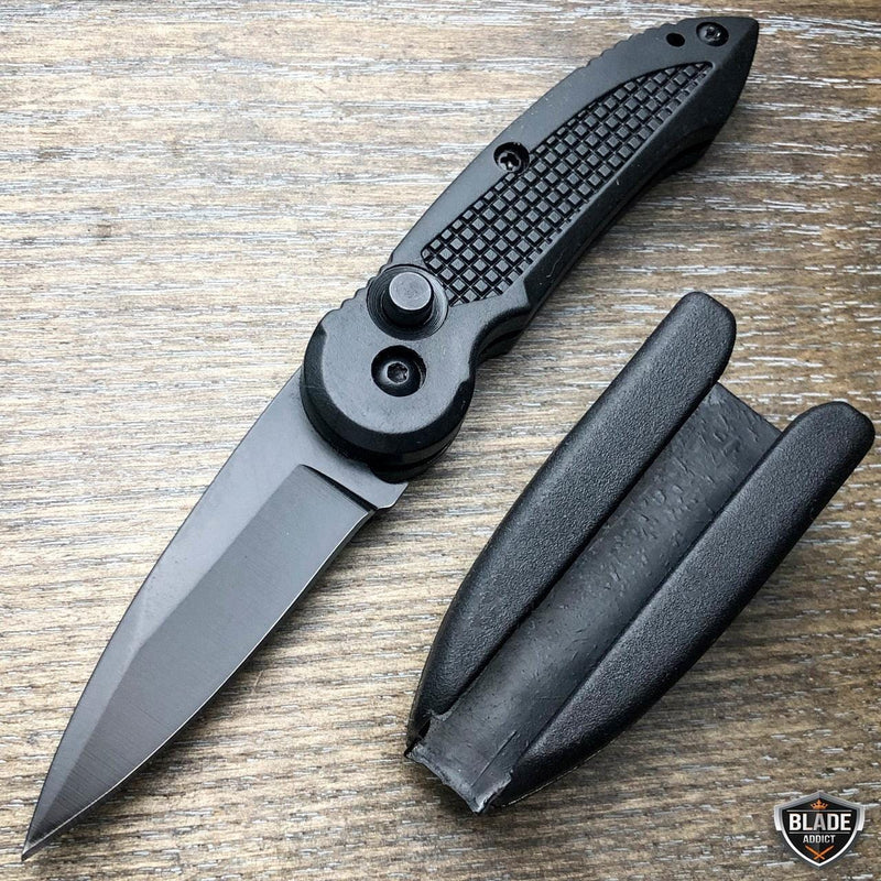Everyday Carry Mini Covert Auto Black Pocket Knife Black - BLADE ADDICT