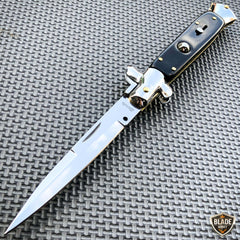 Italian Stiletto Pocket Knife Black - BLADE ADDICT