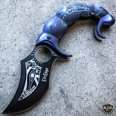 Fantasy Scorpion Assisted Open Folding Pocket Knife Karambit Blade Blue - BLADE ADDICT