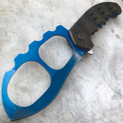 Tactical Knuckle Punisher Spring Assisted Pocket Knife Blue - BLADE ADDICT