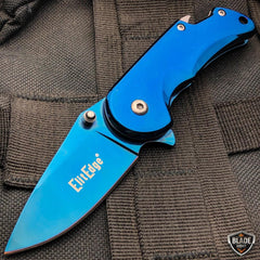 Tactical Spring Assisted Open Folding Pocket Knife w/ Bottle Opener Blue - BLADE ADDICT
