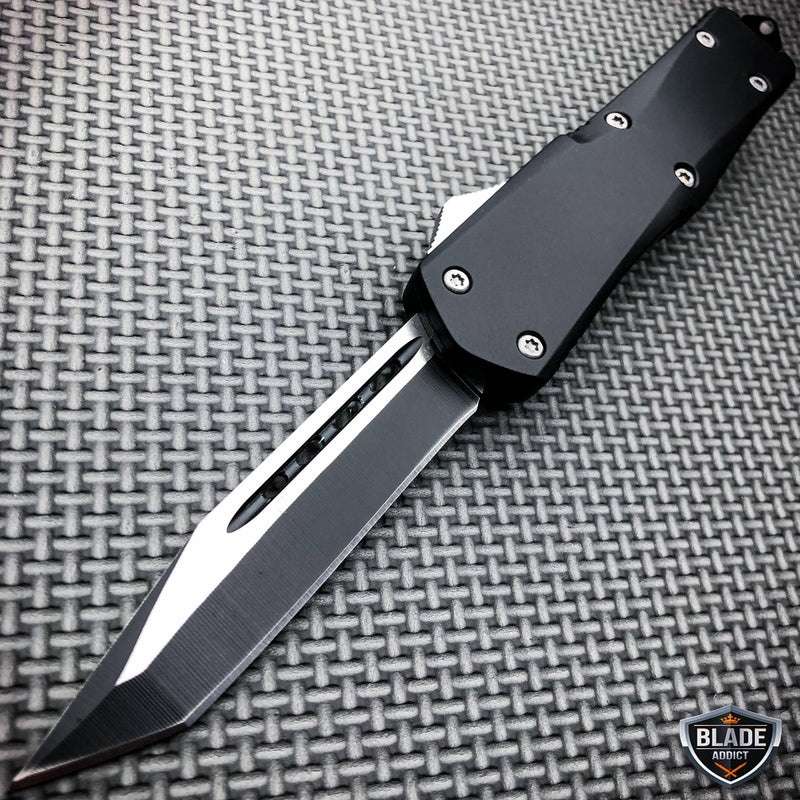 9" Black Tactical Recon OTF Combat Pocket Knife C - BLADE ADDICT