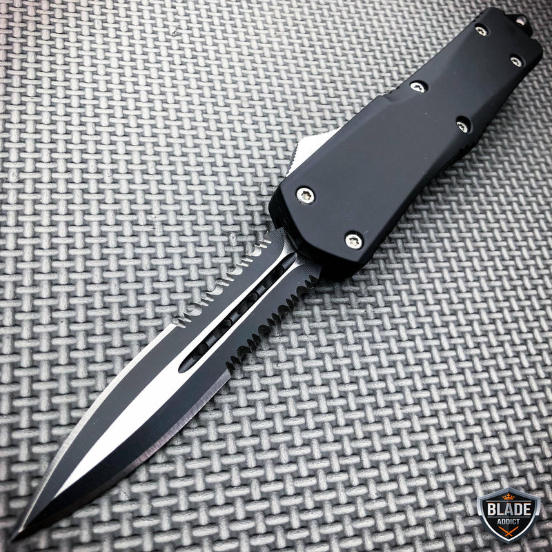 9" Black Tactical Recon OTF Combat Pocket Knife D - BLADE ADDICT