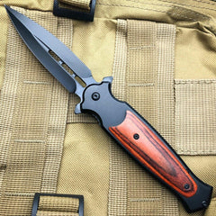 Dagger Style Spring Assisted Open Folding STILETTO Pocket Knife - BLADE ADDICT