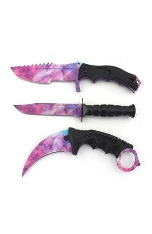 3 Pc Combo CSGO Red Tactical Fixed Blade Knife Set - Karambi