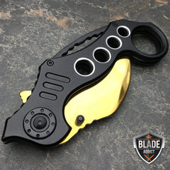 Gold Speedster Karambit Spring Assisted Pocket Knife - BLADE ADDICT