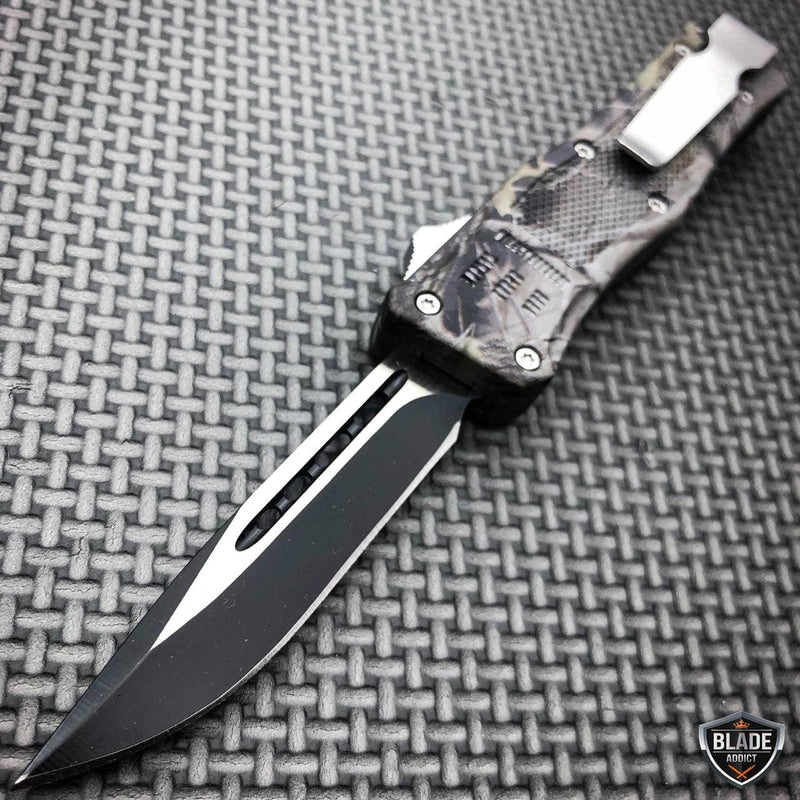 Tactical Trooper OTF Knife Grey Camo - BLADE ADDICT