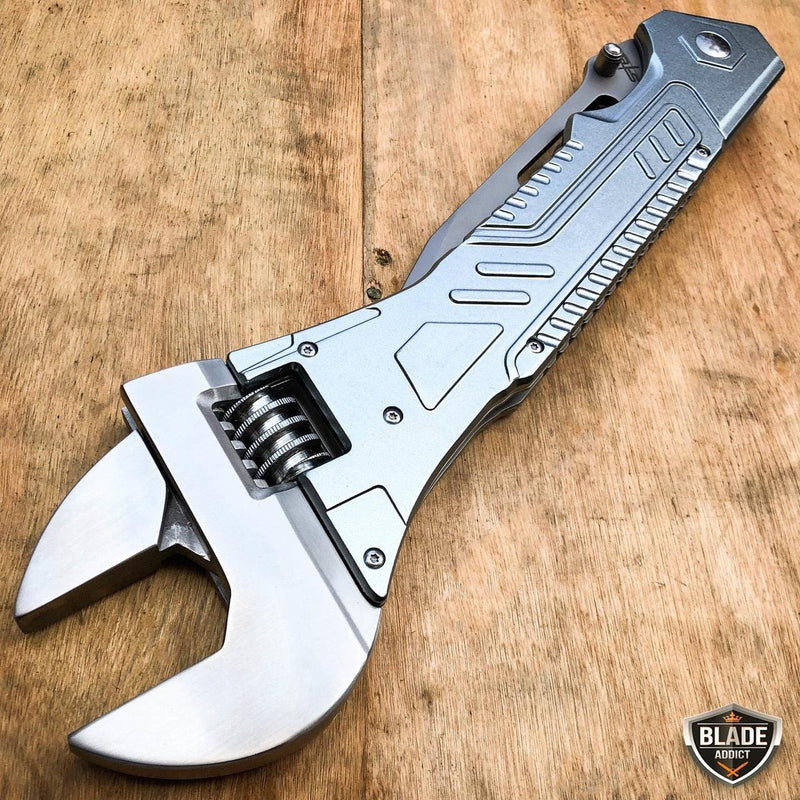 S-TEC 24" Giant Multi-Tool Wrench Tactical Folding Open Pocket Knife Grey - BLADE ADDICT