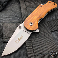 Tactical Spring Assisted Open Folding Pocket Knife w/ Bottle Opener Light Brown - BLADE ADDICT