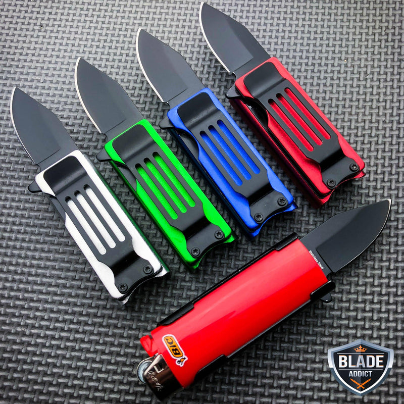 Lighter Holder w/ Spring Assisted Open Folding Pocket Knife - BLADE ADDICT