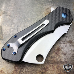LIMITED EDITION CARBON FIBER Spring Assisted Cleaver Pocket Knife - BLADE ADDICT