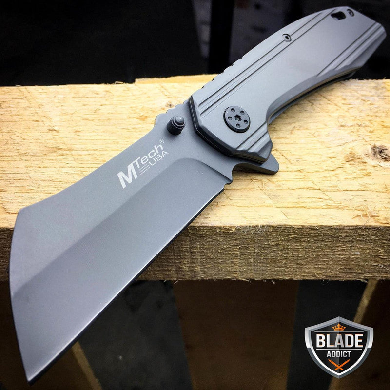 M-Tech Cleaver Pocket Knife - Grey - BLADE ADDICT