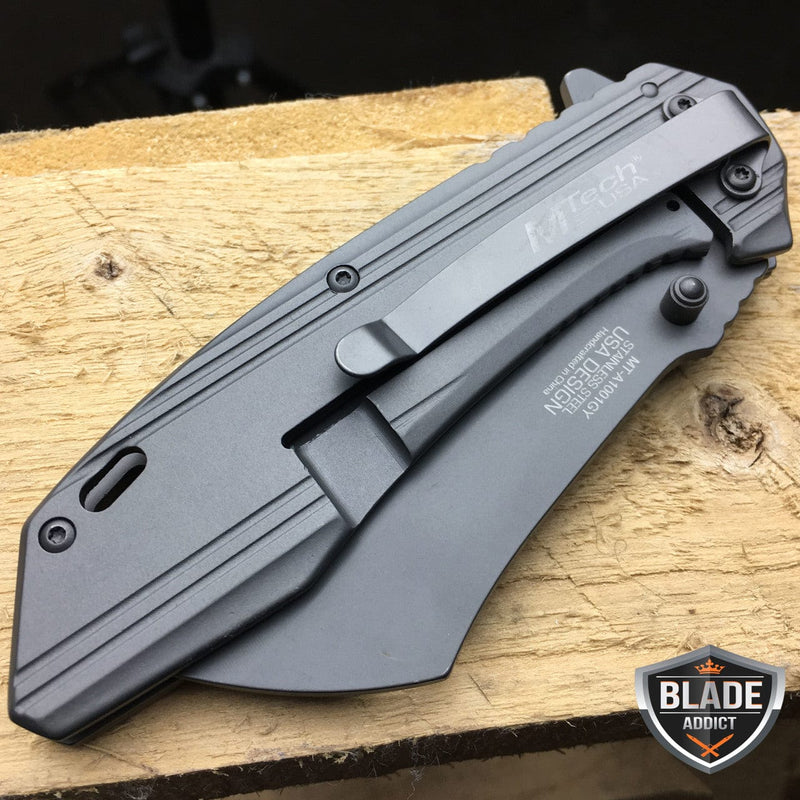 M-Tech Cleaver Pocket Knife - Grey - BLADE ADDICT