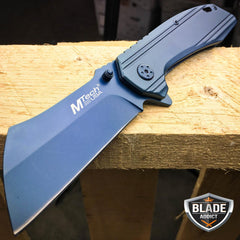 M-Tech Cleaver Razor Pocket Knife - Blue - BLADE ADDICT