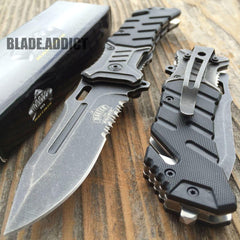 Military Black Combat Pocket Knife - BLADE ADDICT