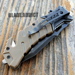 Military Brown Combat Knife - BLADE ADDICT