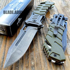 Military Green Tactical Combat Pocket Knife - BLADE ADDICT