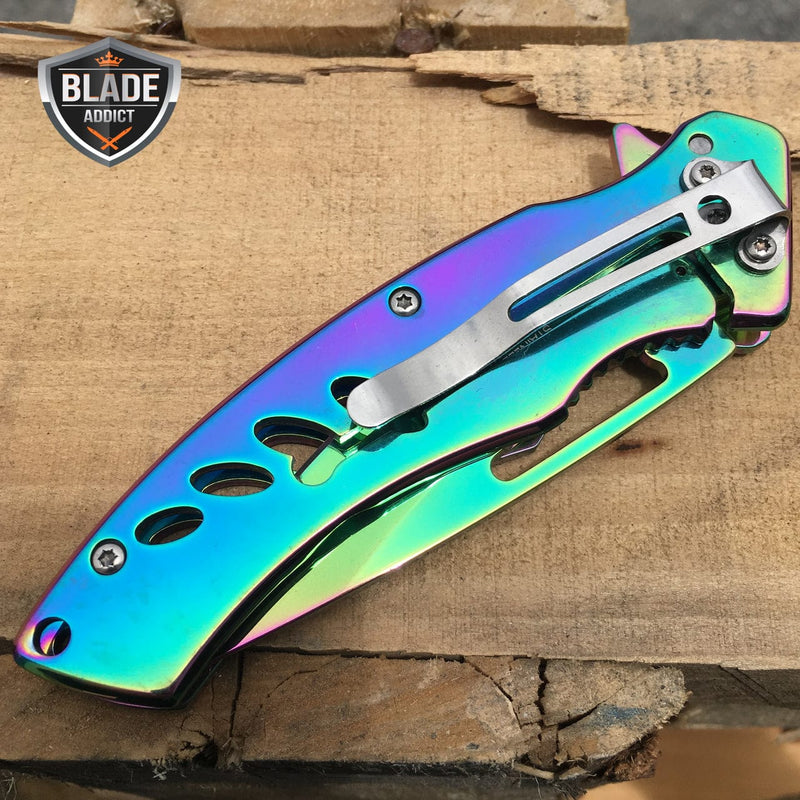 MTECH RAINBOW Spring Assisted Pocket Knife - BLADE ADDICT