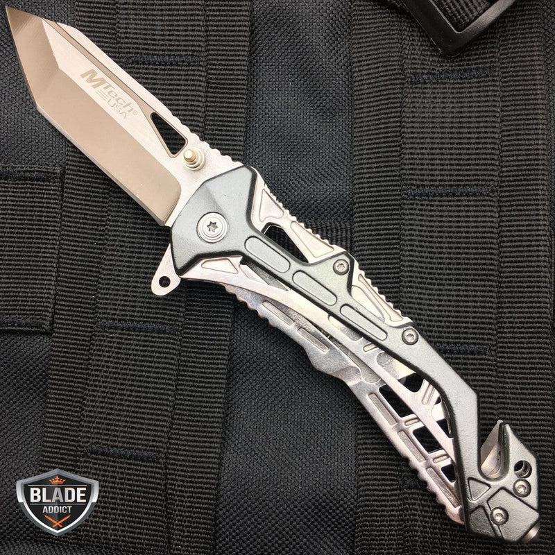 MTECH USA Tanto Blade Spring Assisted Tactical Folding Pocket Knife - BLADE ADDICT