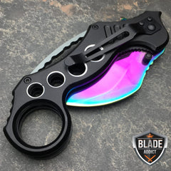 Rainbow Blade Speedster Karambit Spring Assisted Pocket Knife - BLADE ADDICT