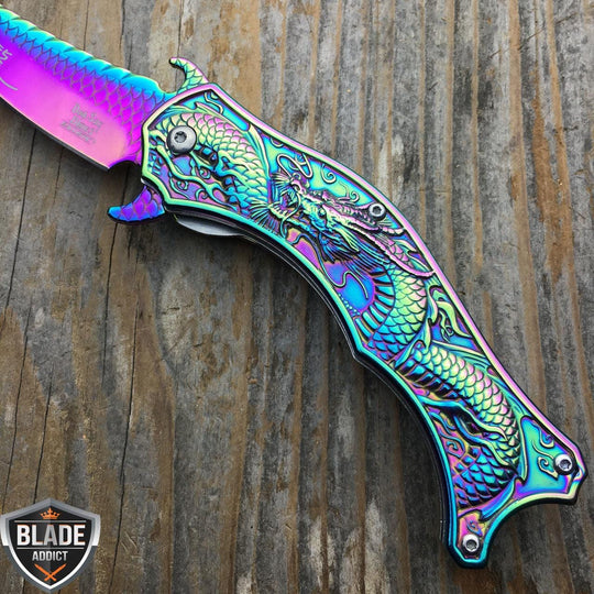 Rainbow Dragon Pocket Knife BLADE ADDICT