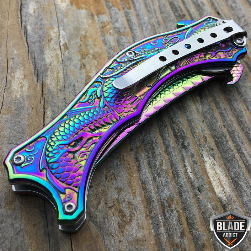 Rainbow Dragon Pocket Knife - BLADE ADDICT