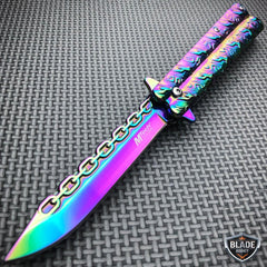 TAC-FORCE CHAIN Spring Assisted Open Folding Pocket Knife Combat Rainbow - BLADE ADDICT