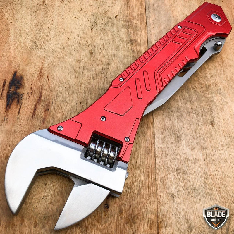 S-TEC 24" Giant Multi-Tool Wrench Tactical Folding Open Pocket Knife Red - BLADE ADDICT