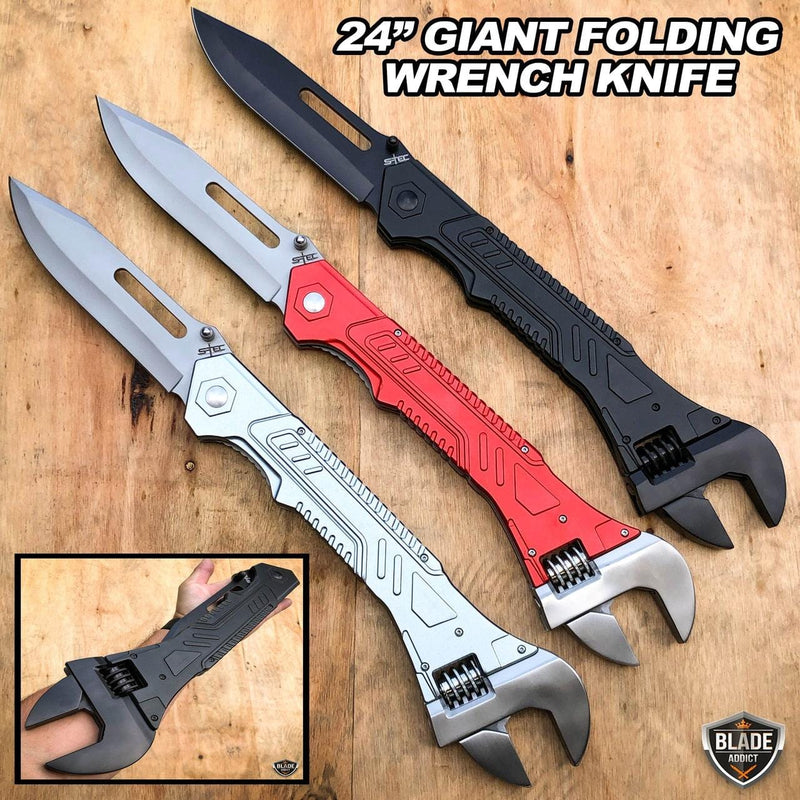 S-TEC 24" Giant Multi-Tool Wrench Tactical Folding Open Pocket Knife - BLADE ADDICT