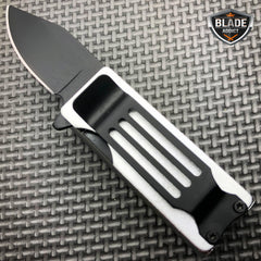 Lighter Holder w/ Spring Assisted Open Folding Pocket Knife Silver - BLADE ADDICT