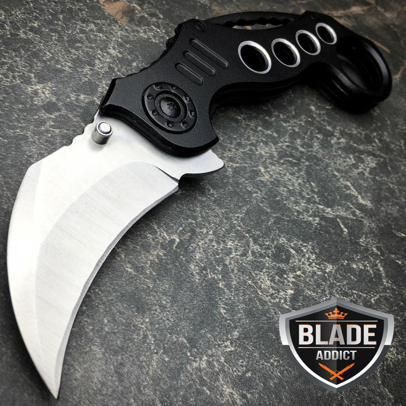 Silver Speedster Karambit EDC Spring Assisted Pocket Knife - BLADE ADDICT