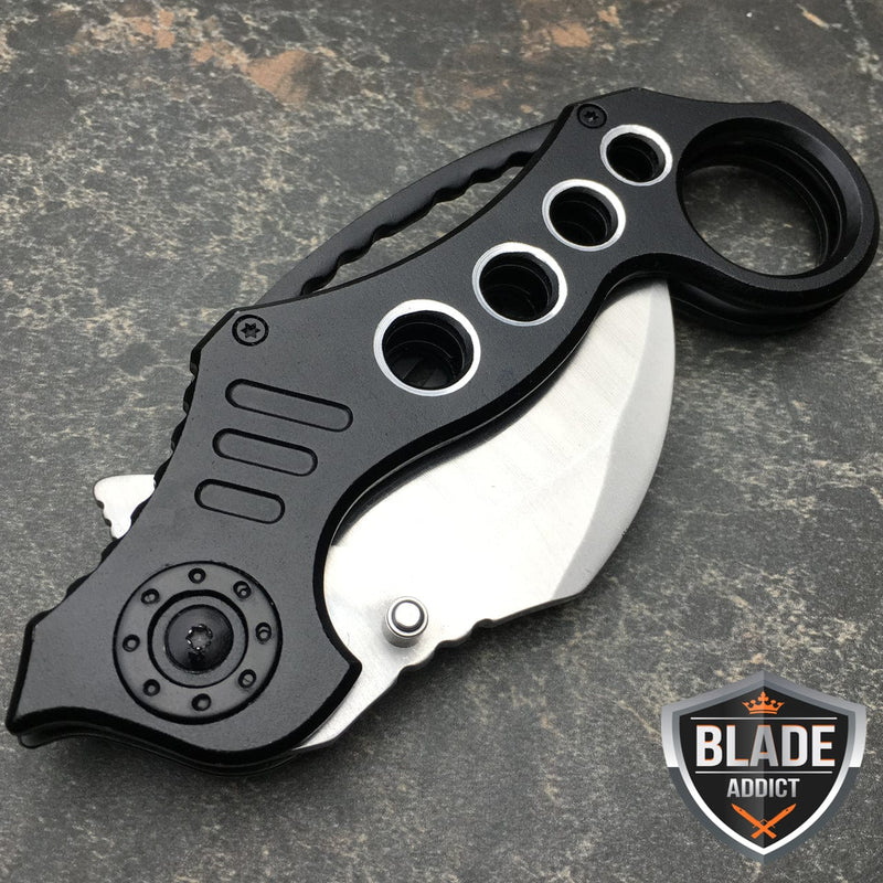 Silver Speedster Karambit EDC Spring Assisted Pocket Knife - BLADE ADDICT