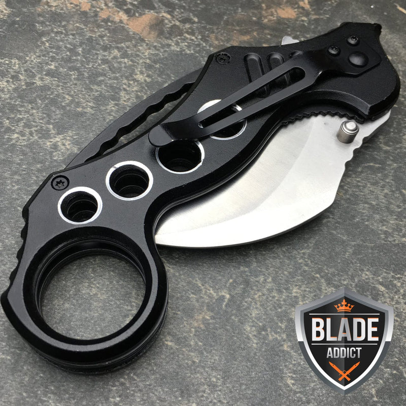 Silver Speedster Karambit EDC Spring Assisted Pocket Knife - BLADE ADDICT