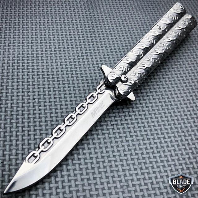 TAC-FORCE CHAIN Spring Assisted Open Folding Pocket Knife Combat Silver - BLADE ADDICT