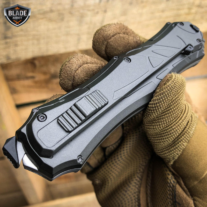 Smith & Wesson OTF Assist Finger Actuator Tanto Knife (3.2" Black Serr) - BLADE ADDICT