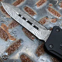 Spear Point Damascus Ghost OTF Knife - BLADE ADDICT