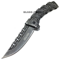 TAC-FORCE CHAIN Spring Assisted Open Folding Pocket Knife Combat New - BLADE ADDICT