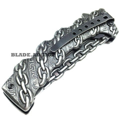 TAC-FORCE CHAIN Spring Assisted Open Folding Pocket Knife Combat New - BLADE ADDICT