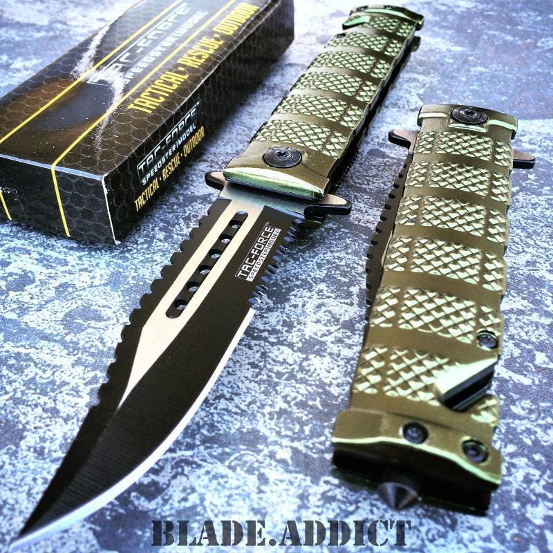 TAC-FORCE Spring Assisted Open Bowie Rescue Tactical Pocket Knife - BLADE ADDICT