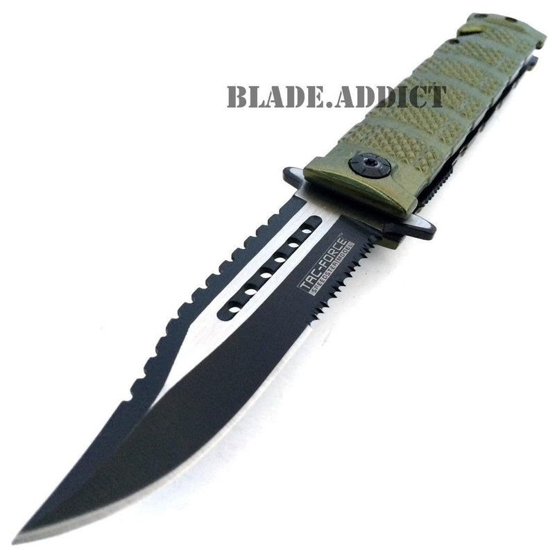 TAC-FORCE Spring Assisted Open Bowie Rescue Tactical Pocket Knife - BLADE ADDICT