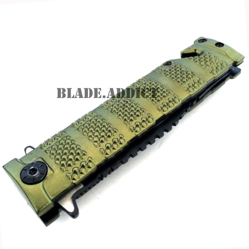 TAC-FORCE Spring Assisted Open Bowie Rescue Tactical Pocket Knife - BLADE ADDICT