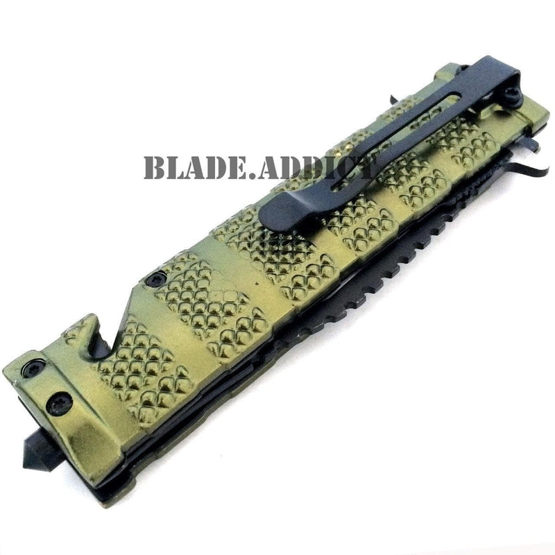 TAC-FORCE Spring Assisted Open Bowie Rescue Tactical Pocket Knife - BLADE ADDICT