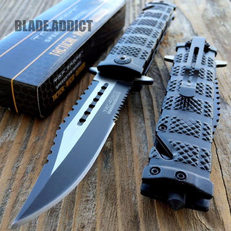 Tac-Force Spring Assisted Open BOWIE Tactical Rescue Pocket Knife - BLADE ADDICT