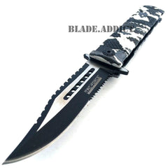 TAC FORCE Spring Assisted Open SAWBACK BOWIE Rescue Pocket Knife Camo - BLADE ADDICT