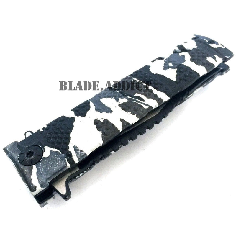 TAC FORCE Spring Assisted Open SAWBACK BOWIE Rescue Pocket Knife Camo - BLADE ADDICT