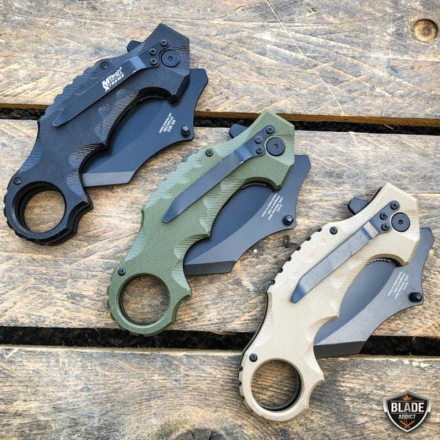 TACTICAL Spring Assisted Open G10 KARAMBIT Claw Folding Pocket Knife - BLADE ADDICT