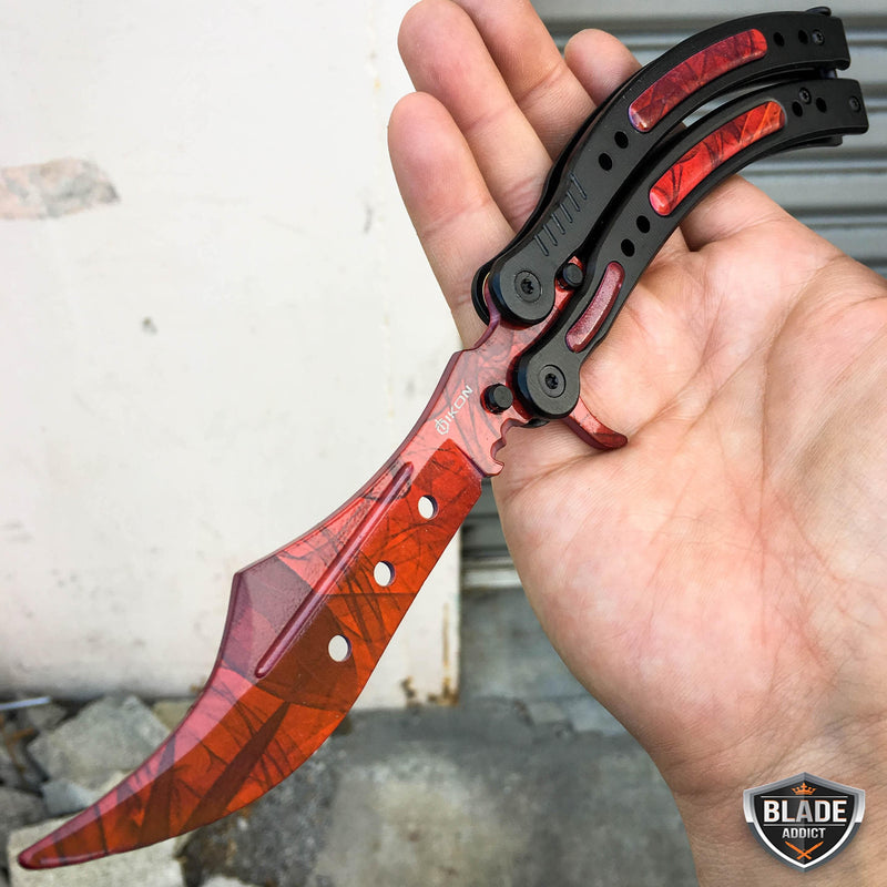 CSGO Butterfly Balisong Trainer Tactical Knife + Case Tool (PHASE 2) Red Ruby - BLADE ADDICT